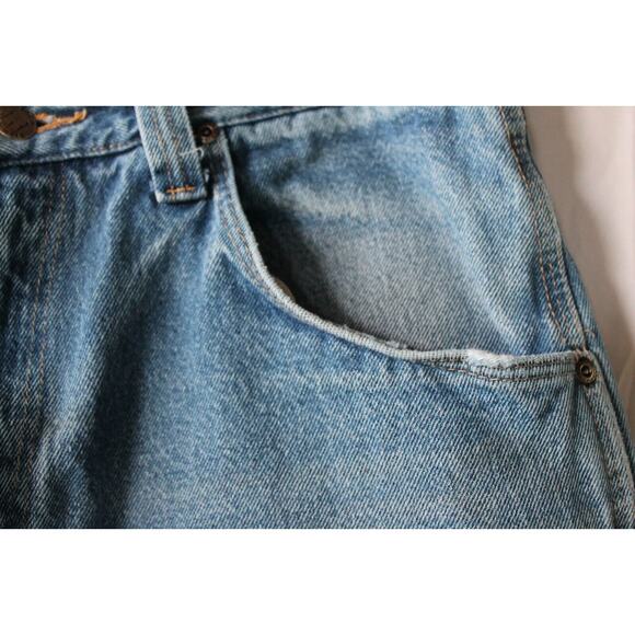 WRANGLER Riggs Workwear Jeans Mens 34x34 Blue Relaxed Fit Med. Fade Denim PHOTOS - Picture 5 of 13